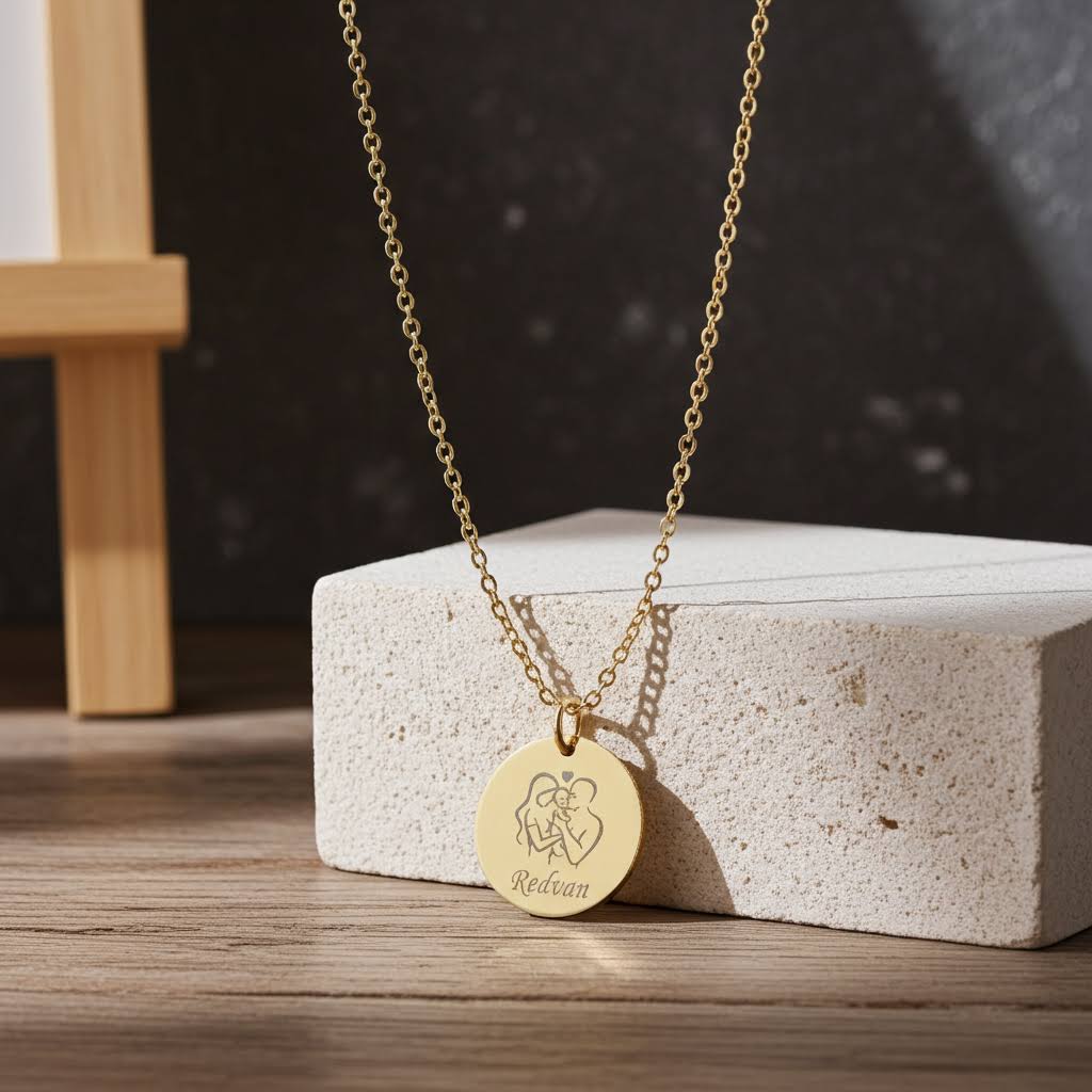 гравирано колие със семейство име дата подарък