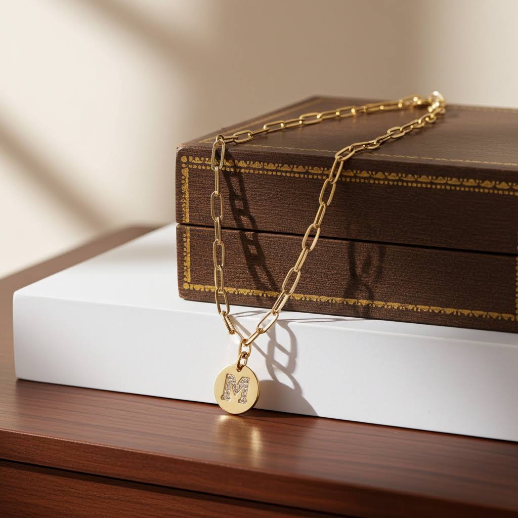 колие с буква и цирконии