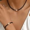 сет колие и гривна от черни мъниста и перла подарък