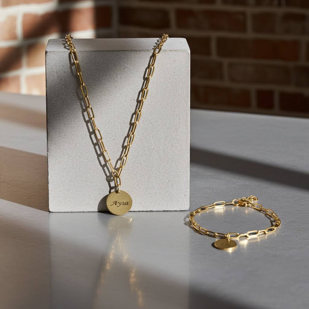 Гравиран сет колие и гривна