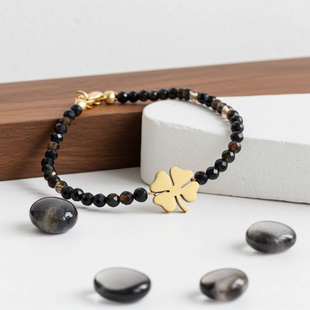 Гривна с ахат и детелина