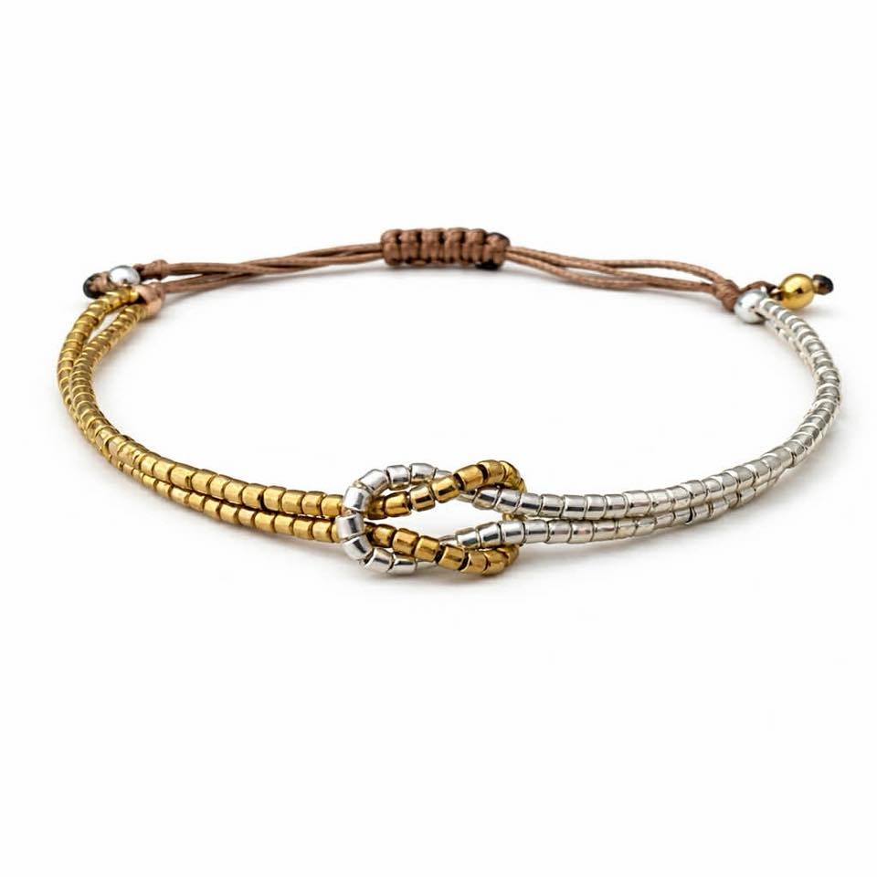 гривна от златисти и сребристи мъниста miyuki подарък