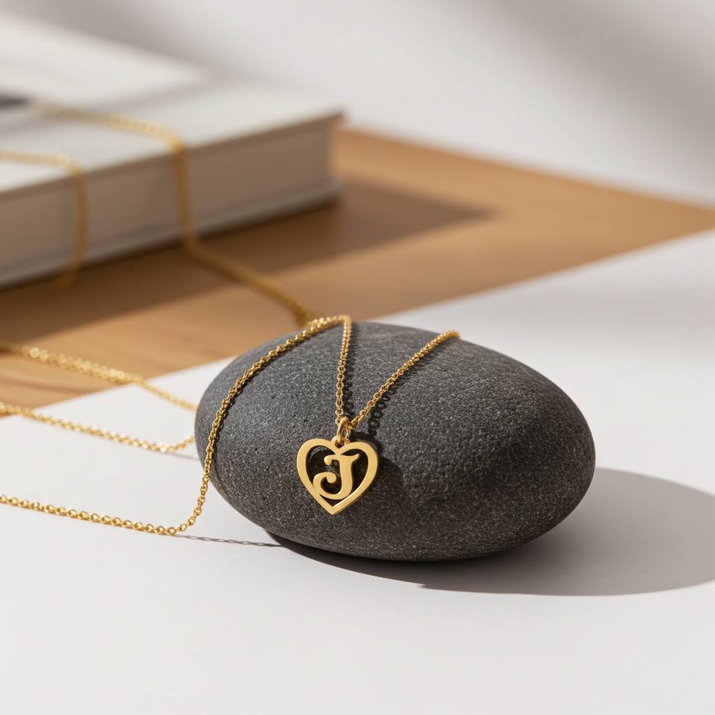 колие с буква в сърце подарък