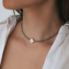 колие по врата с хематит и седефена детелина подарък