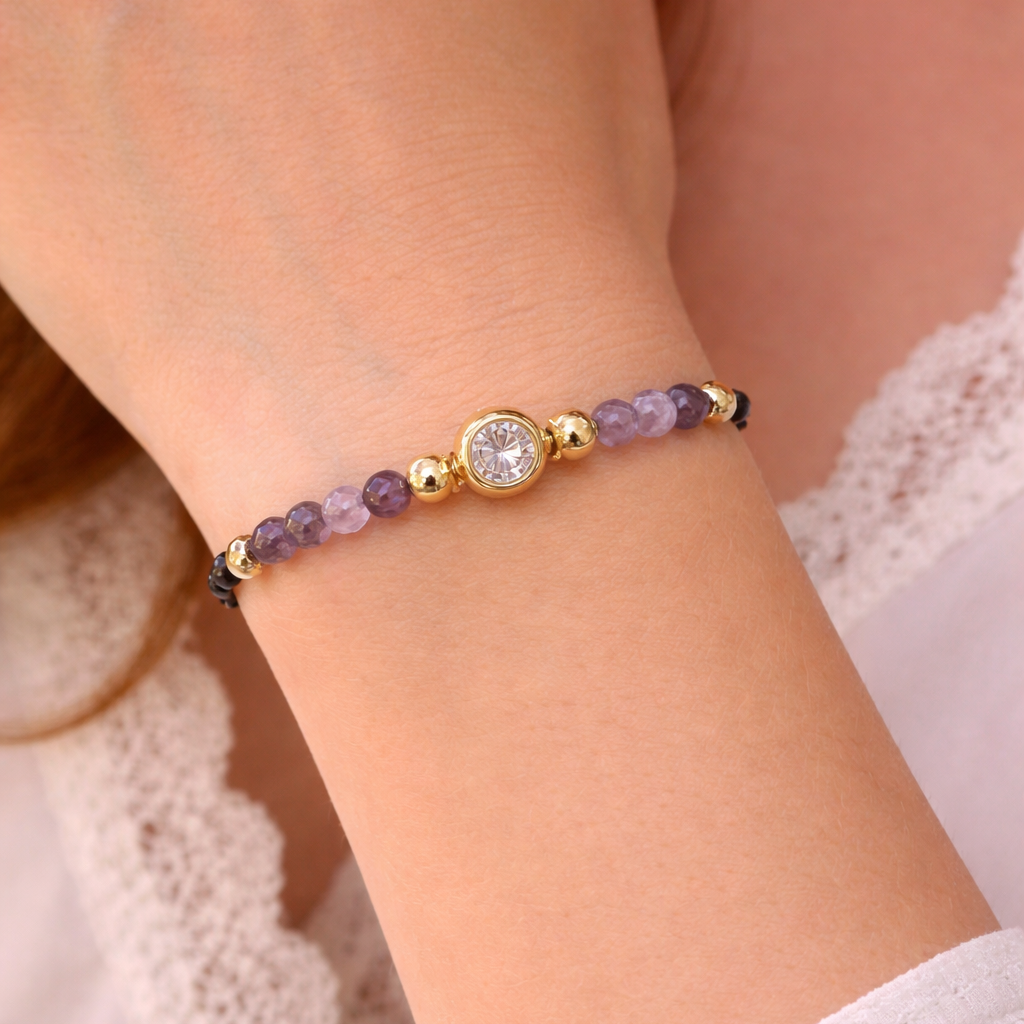 гривна с аметист и цирконий