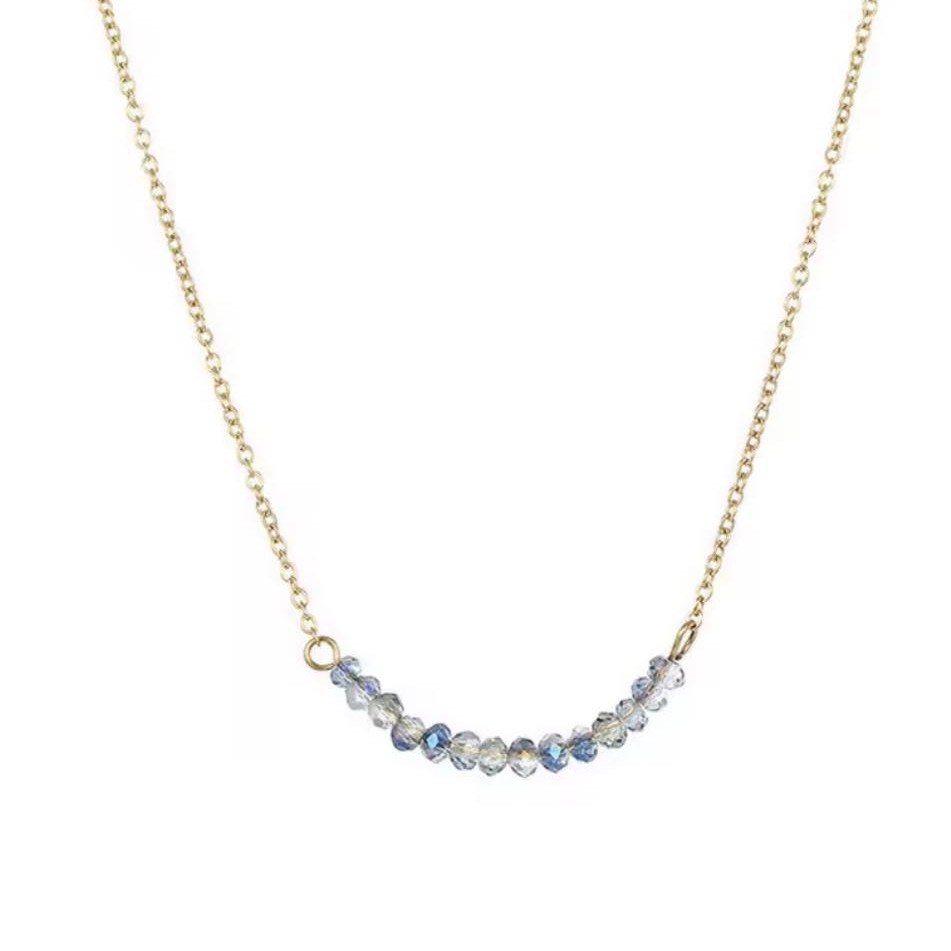 колие със сиво-сини кристали подарък